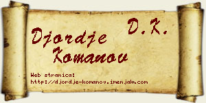 Đorđe Komanov vizit kartica